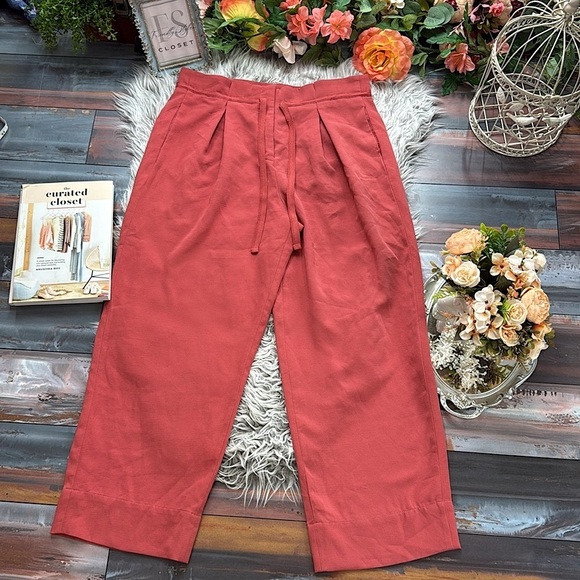 Andrew Marc New York High Waist Wide Leg Paper Bag Palazzo Ankle Trousers - Picture 2 of 8